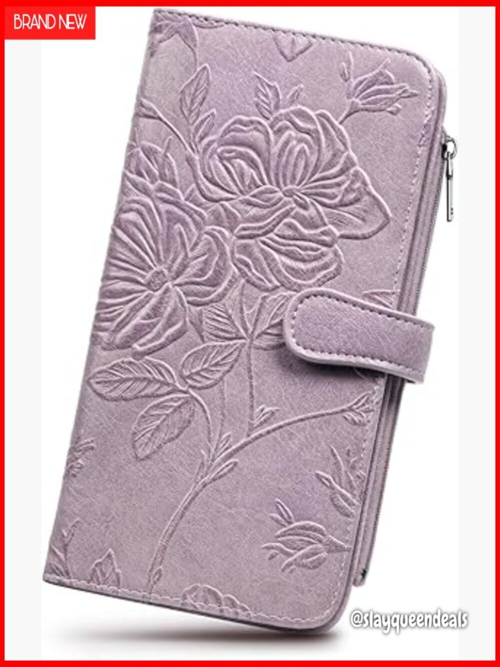 RFID Blocking Slim Vegan Leather Wallet Clutch with Zipper Pocket